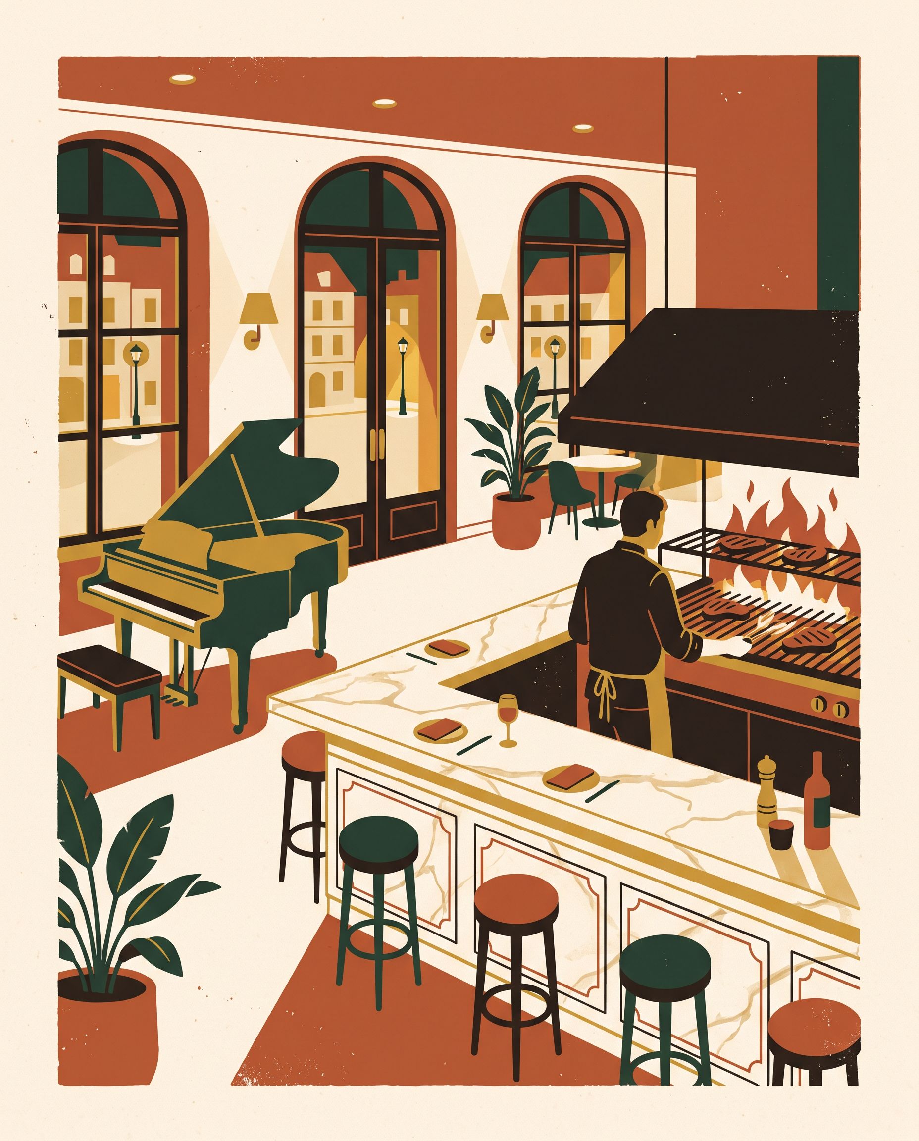 Piano Grill : viandes et élégance sur la place Saint-Étienne