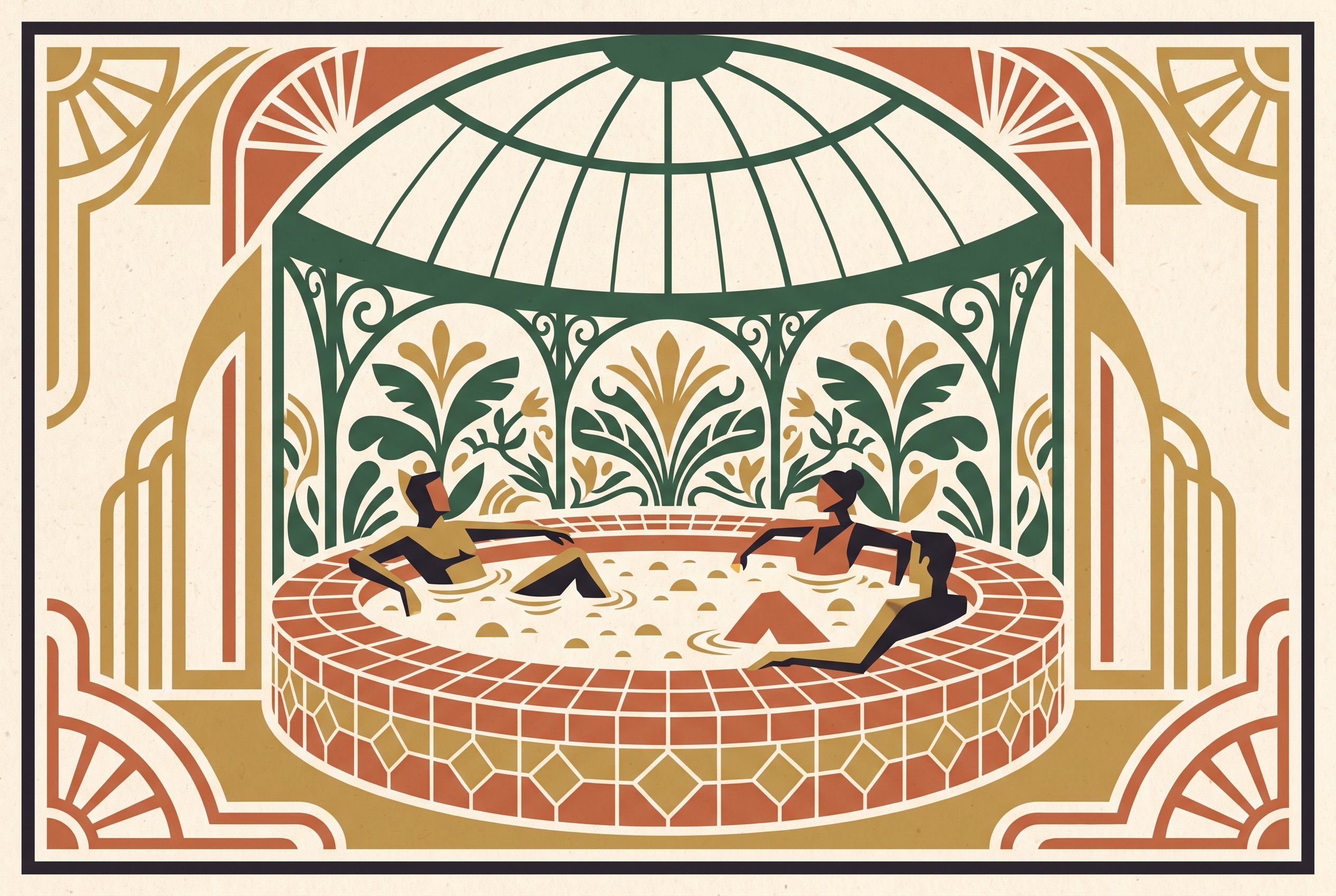Régent Contades : le jacuzzi sous la verrière Art nouveau