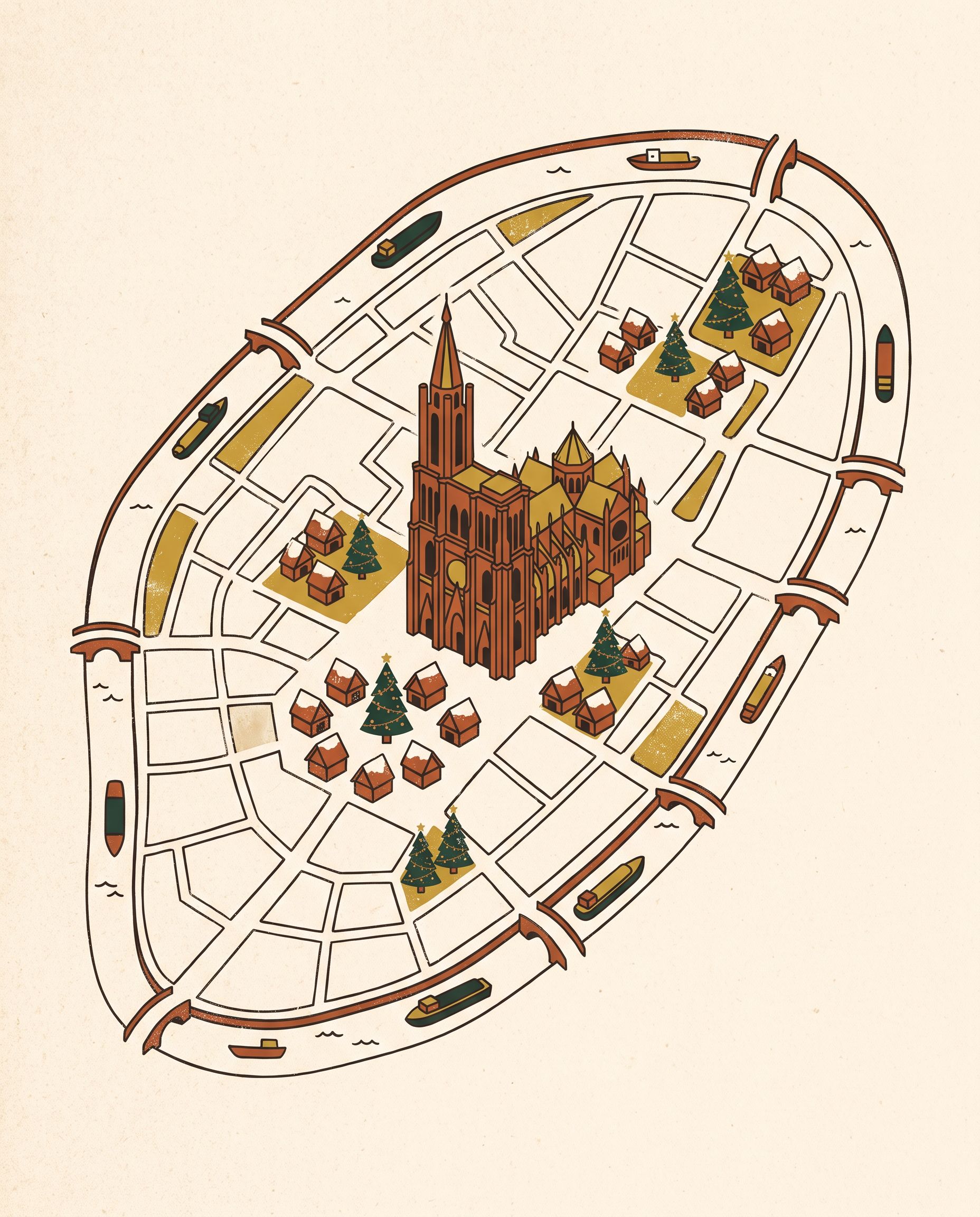 Le plan des marchés de Noël de Strasbourg : les 8 sites place par place